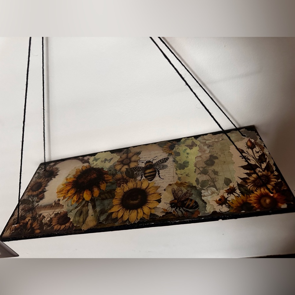 Hand crafted Sunflower and Bee Wall Hanging shelf Decor